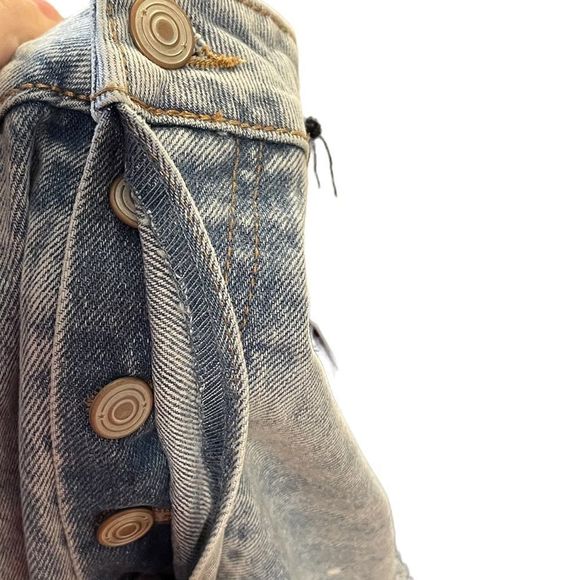 NOBO New Light Wash Super Hi Rise Relaxed Fit 90s Distressed Denim Blue Jeans - Picture 5 of 11